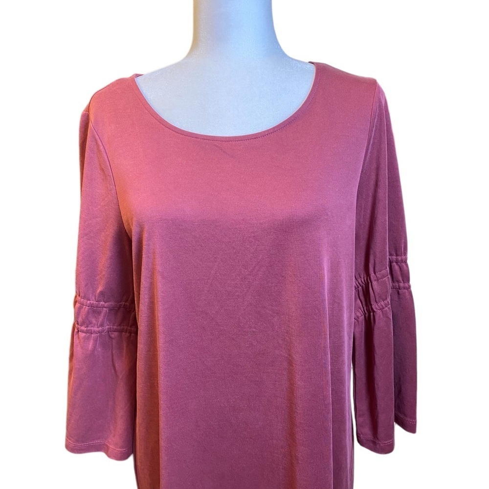 Marina Luna Shift Dress Women Large Jersey Knit‎ 3/4 Sleeves Plum Casual - Picture 3 of 13